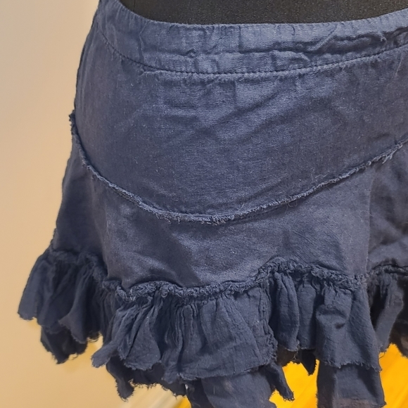 Topshop Petite Navy Ruffled Low Waist Ultra mini skirt US4P - Picture 6 of 10
